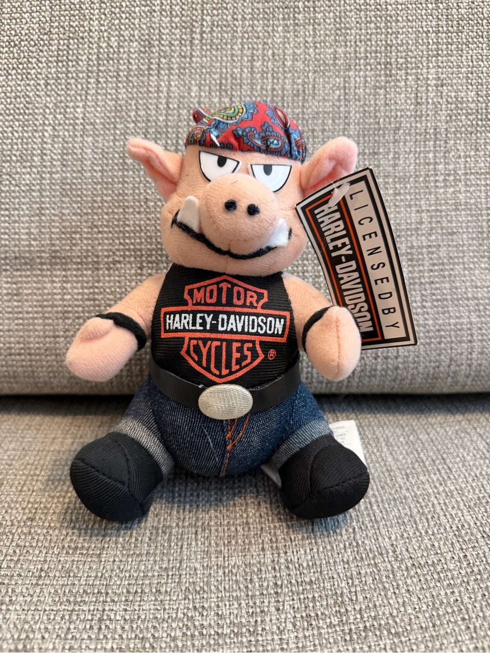 Vintage Harley Davidson Hog Plush Biker Pig